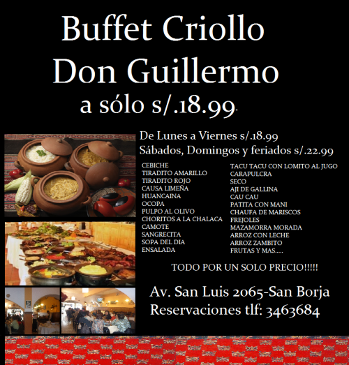 Buffet marino criollo todos los dìas en san borja en Lima - Otros Servicios  | 205522