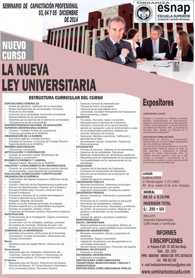 Seminario la nueva ley universitaria 2014