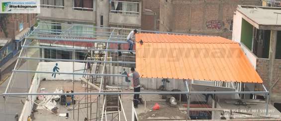 Estructura metálica con cobertor malla sombra colegios fabricas